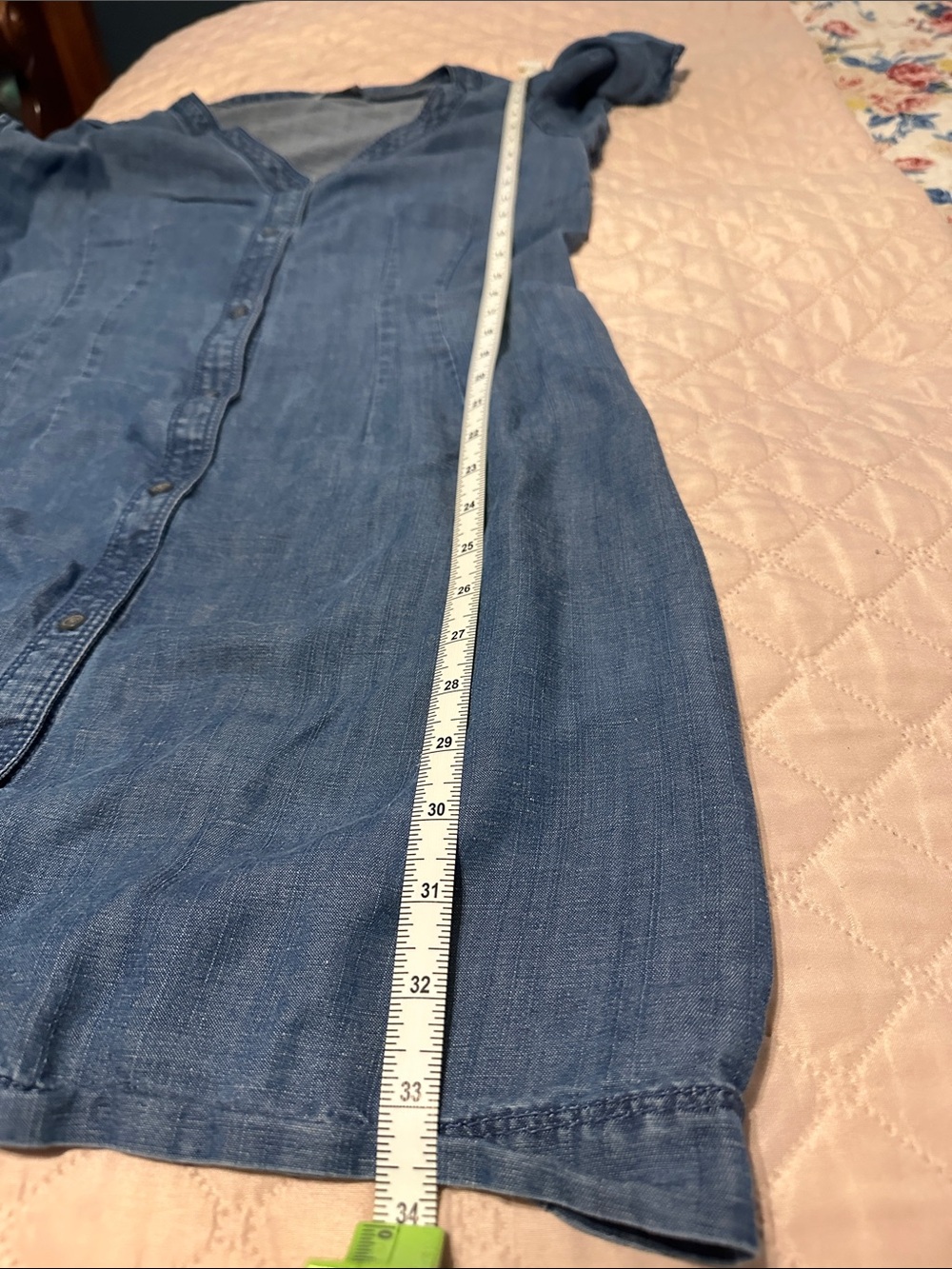 LOFT Blue Denim-Style Button Down Cap Sleeve Dress. Missing the belt - Picture 8 of 8